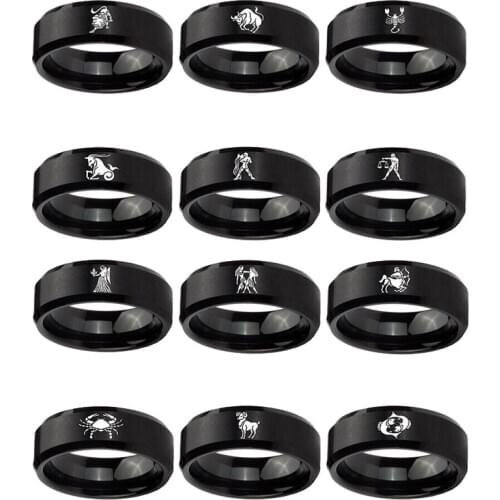 12 Zodiac Finger Ring Fashion Stainless Steel Aries Taurus Rings Friendship Jewelry Accessories Christmas Gift Rings For Women