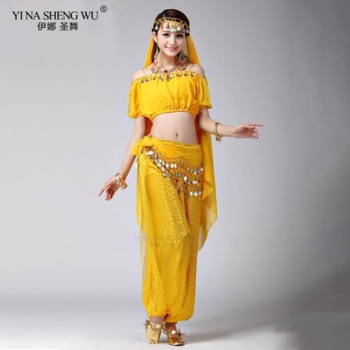 Bollywood Dance Performance Clothing Indian Belly Dance Costumes Set Women Chiffon Belly Dance Costume Bollywood Dance Costumes