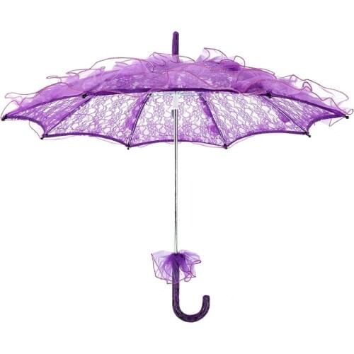 Bridal Lace Cotton Embroidery Umbrella for Wedding Parties Dancing Photography Prop Sun Umbrella Decorations