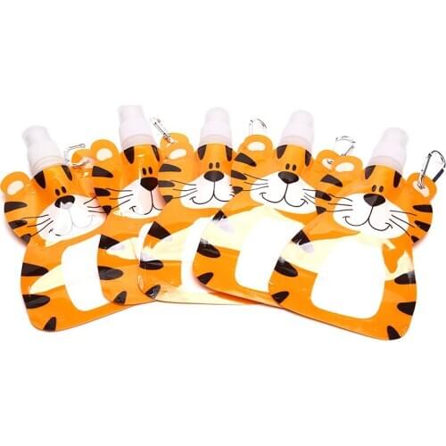 New 1Pc Foldable Cartoon Animal Water Drinking Cup Bag Travel Drink Bottle Safe for Kids Children Gift 22.2cm*13cm