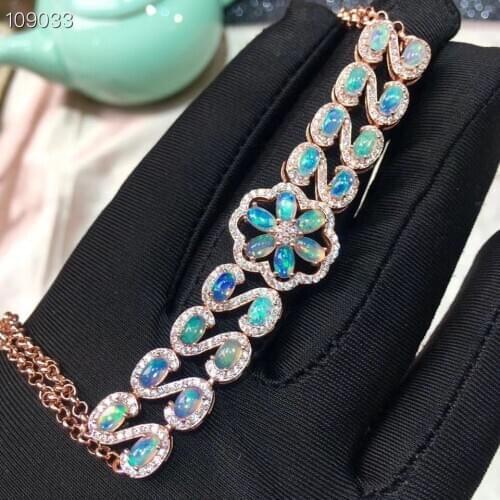 Best Gift Real Natural Opal Bracelet 925 sterling silver Natural and Real Opal Bracelet