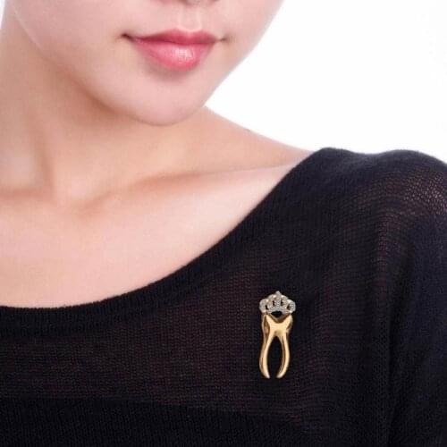Sweety Crystal Tooth Brooches Pins Women Gifts Jewelry Fashion Broche Spilla Brosche 2019 New Gold Girlfriend Fancy