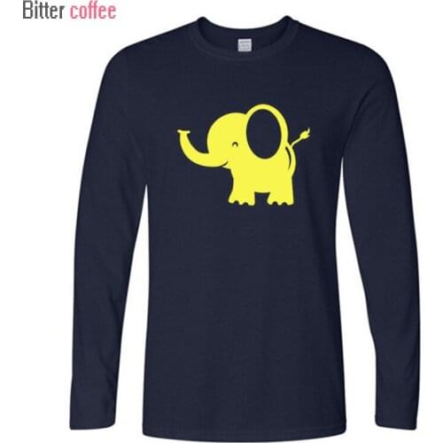 2018 winter Mens cotton Tops & Tees Fashion Elephant Prints Fitness Long Sleeve T shirt free shipping
