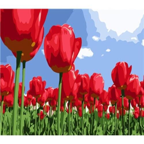 Frame Rose DIY Painting By Numbers Flower Acrylic Coloring By Number Kit Modern Home Wall Art Picture Wedding Decoration