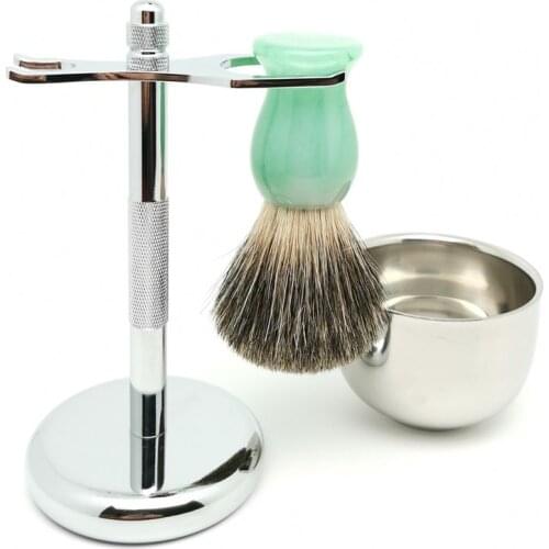 TEYO Pure Badger Hair Shaving Brush Set include Shaving Stand Bowl perfect for Man wet Shave Cream Beard Brush