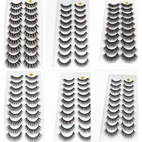 All kinds of 10 pairs pure handmade natural long 3d mink eyelashes for creating attractive eye makeup