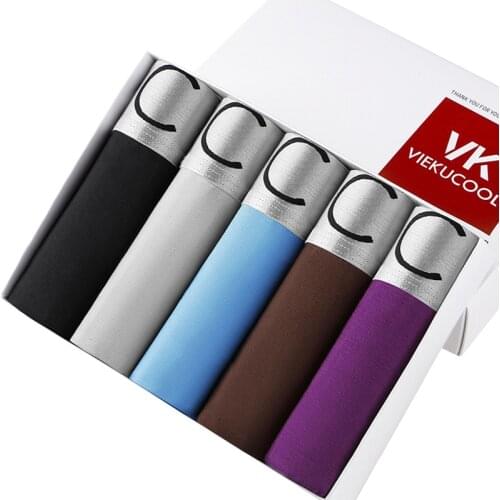 5Pcs Large Size New Mens underwear Pure color Ice Silk Mens Flat-Angle Pants Breathable Sexy Mens Underwear Male Panties Hot