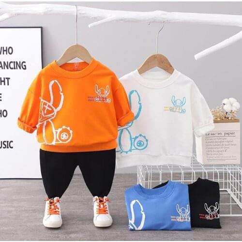 2021 New Autumn Baby Girl Boys Clothing Infant Catoon Causal T Shirt Pants 2PCS/Sets Kid Child Outwear Suits Cotton Tracksuits