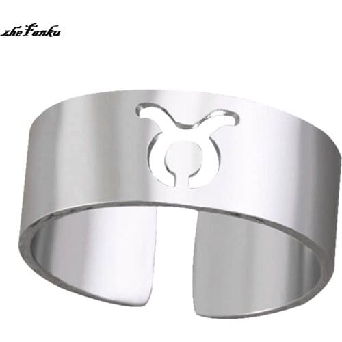 New 12 Constellations Rings For Wome Man Virgo Cancer Capricorn Sagittarius Leo Pisces Libra Scorpio Stainless Steel Couple Ring