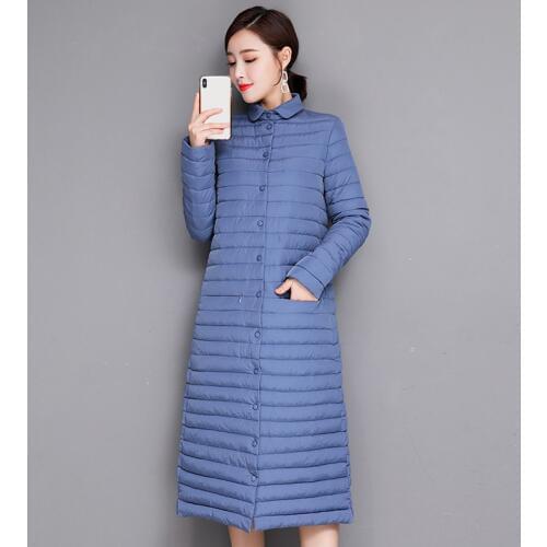 Women Winter Jackets 2019 New Cotton Parkas fashion Thin Outwear blue Casual Large size 3XL Long section Coats