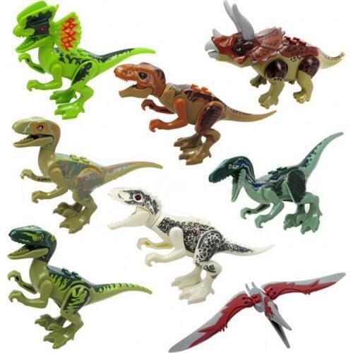 8PCS Movable Dinosaur Assembly Childrens toys Doll Mount Scene props Triceratops Tyrannosaurus etc Design Mixed loading puzzle