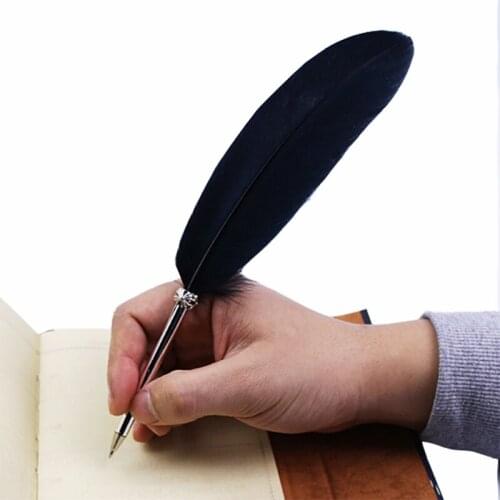 Feather Quill Pen Retro Writing Ballpoint Pen Plumas Para Escribir Feather Ball Point Pen Wedding Gift Kawaii Stationery