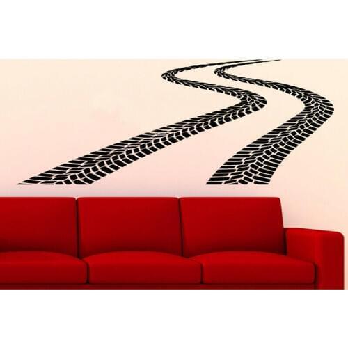 Tire tracks wall decal car road with tire Wall Sticker Art Home Bedroom Decoration Accessories vinyl removable Wallpaper X271