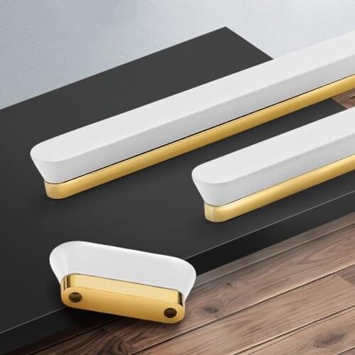 Furniture Cabinet Drawer Door Pull Handle Kitchen Cupboard Wardrobe White With Gold Simple Nordic Dresser Closet Knob Wholesale