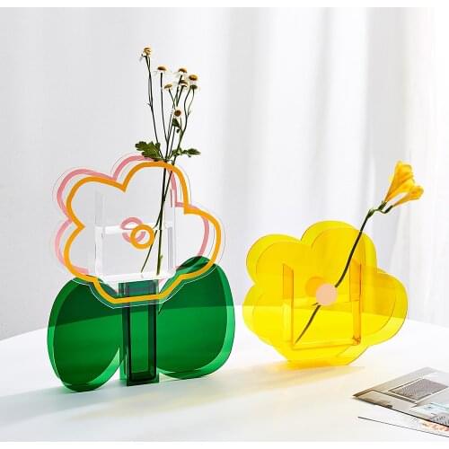 Flower Vase Home Decoration Creative Vase Acrylic Transparent Vase Table Decoration Living Room Bedroom Decoration Office Decor