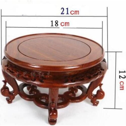 Flower pot rack Carved flower vases round stone base wood decoration Aquarium