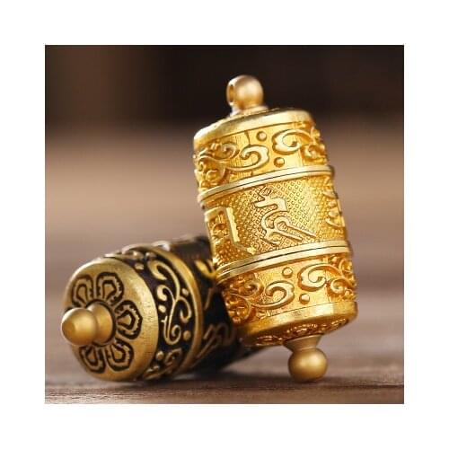 Tibet Buddhism Surangama Mantra Rotatable Pendants Necklace Sanskrit Amulet Necklace Six Words Wheel Men Storage Case Jewelry