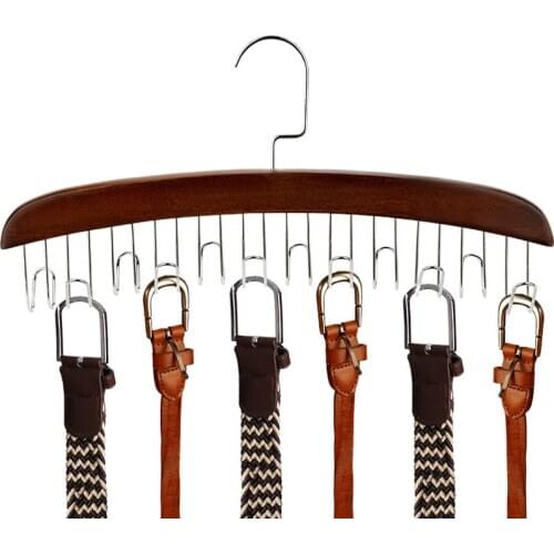Multifunctional Wooden Belt Hanger Belts Rack Tie Hanger Scarf Holder Organizer Wardrobe Closet Storage Hanger 8 12 24 Hooks