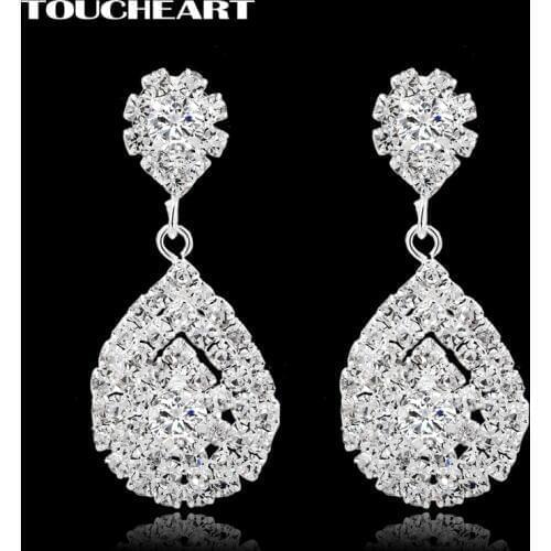 TOUCHEART Vintage Water Drop Shape Silver color Crystal Statement Earrings For Women Long Christmas Earrings Jewelry SER160038