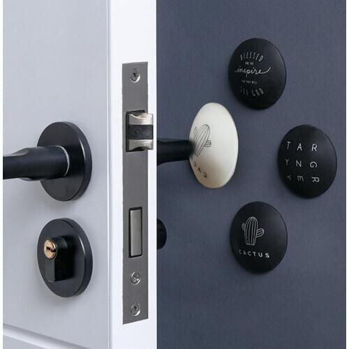 4pcs Wall Protector Door Handle Silicone Bumper Guard Stopper Self Adhesive Rubber Round Home Back Door Crash Pads