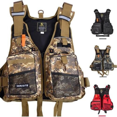 Safety Strap Fishing Vest Adjustable Men Women Multi-Pocket Swimming Life Jacket for Fly Fishing Outdoor Boat Drifting Survival