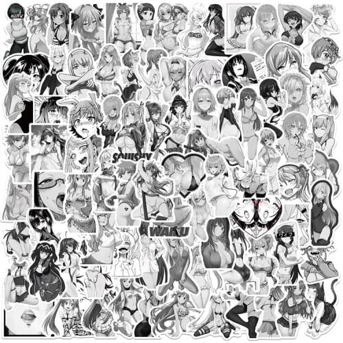 10/30/50pcs/pack Black and White Anime Sexy girl Stickers For Refrigerator Car Helmet DIY Gift Box Bicycle Guitar Notebook Skate