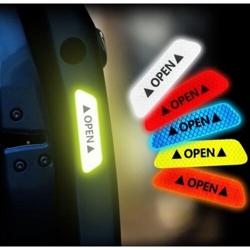 4Pcs/Set Car sticker Door Safety Warning Reflective Stickers Reflective Strip Warning Luminous Universal Accessories