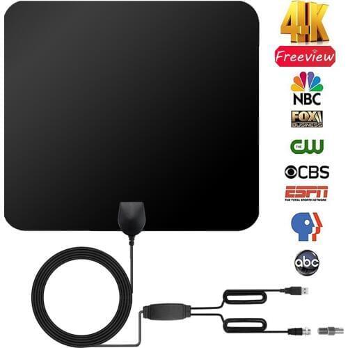 4K HDTV 1080P Indoor TV Antennas Upgraded HD Digital TV Antennas 80 Miles Long Range Double Amplifier​ Antenna With IEC Adapter