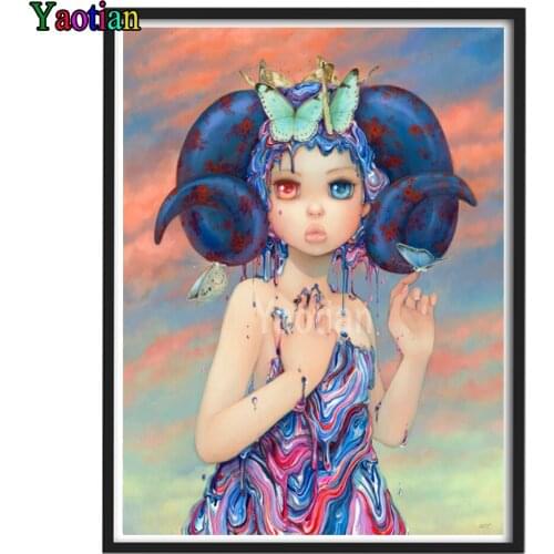 5D DIY square/round Diamond painting Cartoon girl butterfly Cross Stitch Diamond Embroidery Pattern Mosaic Rhinestone