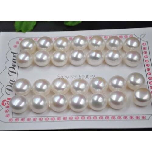 AA+ 14 PCS (7PAIRS) 12MM LOOSE HALF DRILLED FRESHWATER PEARL FREE SHIPPING