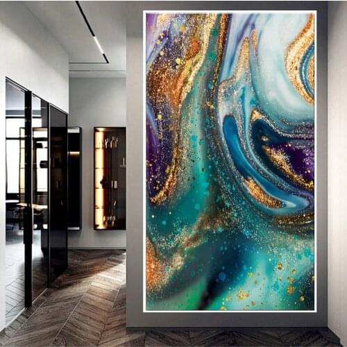 5D DIY Diamond Painting Fantasy Abstract Green Golden Sand Full Square Round Diamond Embroidery Wall Art Picture Home Decor