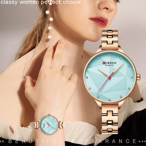 CURREN Classy Quartz Watches Women Creative Wristwatch Rose Gold Ladies Dress Bracelet Elegant Night Party Clock Montre Femme
