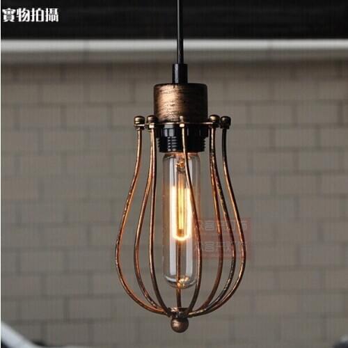 Black vintage industrial pendant light nordic retro lights iron lampshade loft edison lamp metal cage dining room Countryside