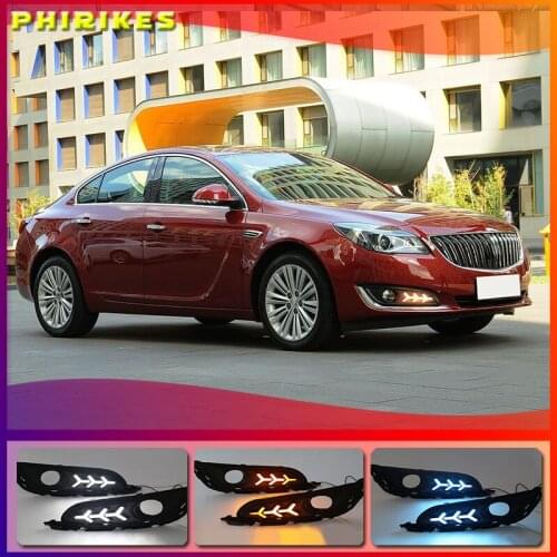 1 Pair LED DRL Daytime Running Lights Daylight With Turn Signal and Night Blue Lamp For Buick Opel Regal Insignia 2013 2014 2015