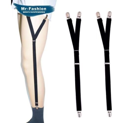 European and American mens shirt anti-wrinkle garter belt Y type 2.0 raw edge three clips