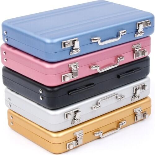 Mini Suitcase Business Card Holder Alloy Aluminum Metal Box Credit Card Wallet Business Card Case Stationery Desk Organizer