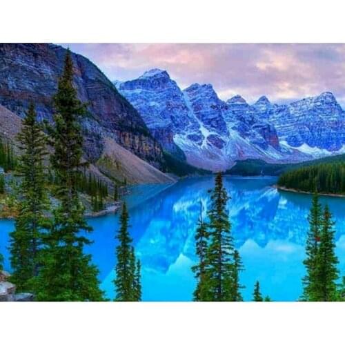 Gatyztory Snow Mountain Lake Frame Painting By Numbers Canvas Colouring Landscape Handpainted Diy Gift Home Wall Decor