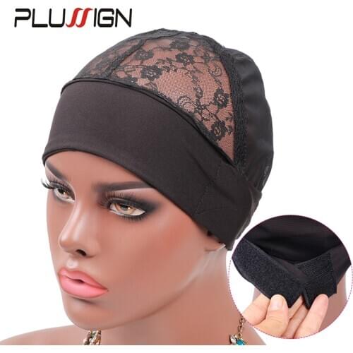 Wig Cap With Edge Wrap Scarf For Making Wigs Black 1Pcs/Lot Ice Silk Headband Wig Cap Adjustable Black Weaving Cap Hair Nets