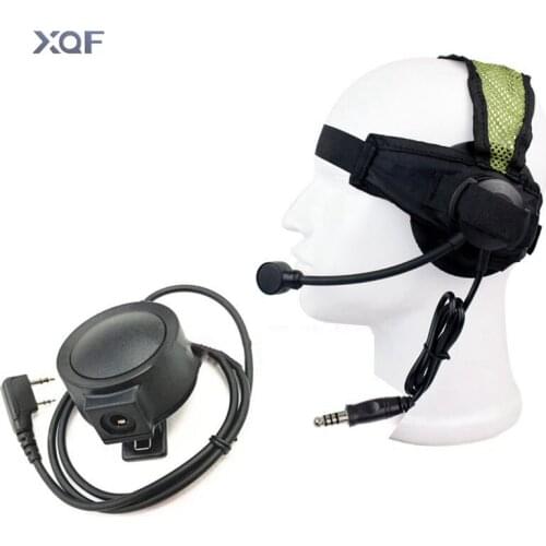 HD02 Tactical Bowman Elite II Radio Headset With 324 Large Round J Standard Plug For Kenwood Portable Radio Walkie Talkie 2 Pin