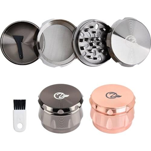OZCHIN 4 Pieces Spice Herb Grinder 2.4 Inch Zinc Alloy with Pollen Scraper and Mini Cleaning Brush