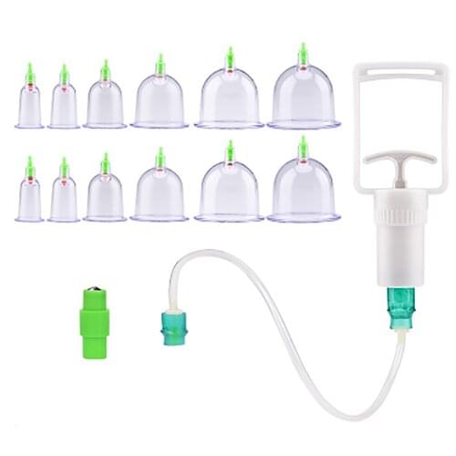 JYTOP 12 Pcs/set Vacuum Cupping with Suction Pump Suction Set Massage Kit Body Relaxation Healthy Massage Set