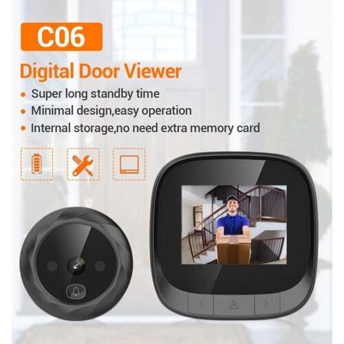 C06 2.4 Inch LCD Color Screen 90 Degree Wide Angle Electronic Peephole Door Bell Camera Night Vision Viewer Photo Visual Monitor