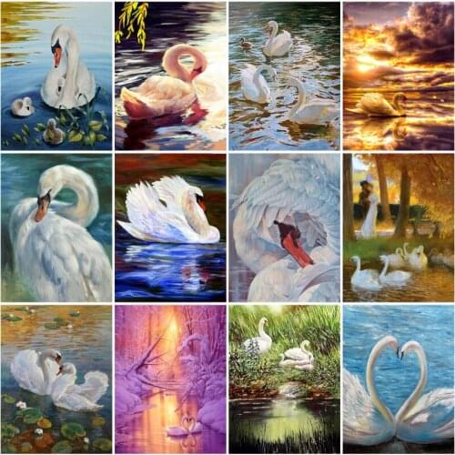 Diy Diamond Painting White Swan Embroidery Wall Sticker Animals Cross Stitch 5D Mosaic Picture Home Decoration Painting