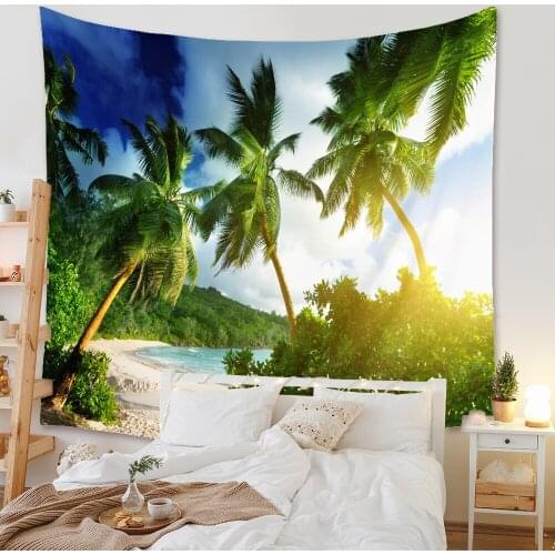 Palm Tree Tapestry Wall Hanging Tropical Leaves Flowers Pattern Beach Wall Tapestry Animal Backdrop Wall Cloth Carpet Tapestries