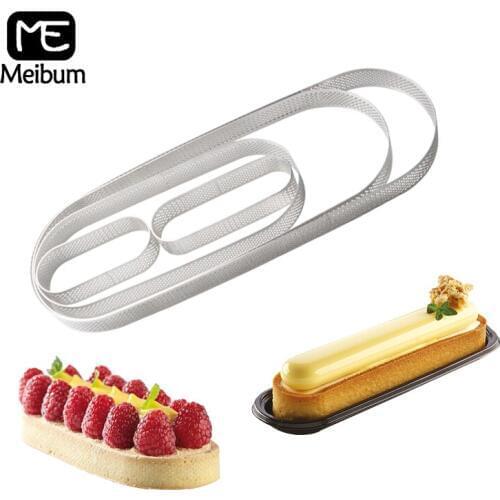 Meibum 5 Size Oval Stainless Steel Pizza Tart Ring French Frozen Cheese Mousse Dessert Cake Mold Fruit Cream Pie Pan Baking Tool