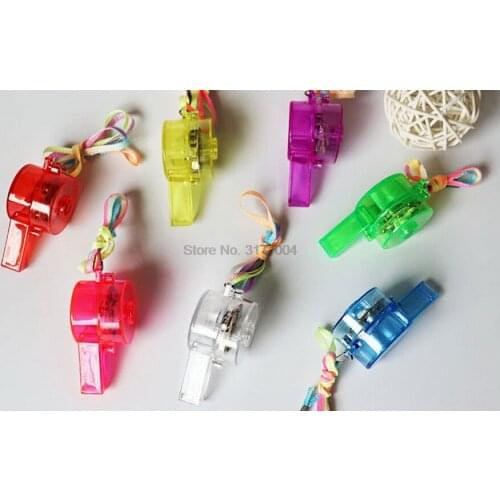 DHL 1000pcs Flashing Whistle Colorful Lanyard LED Light Up Fun In the Dark Party Rave Kid Child Luminous Toys