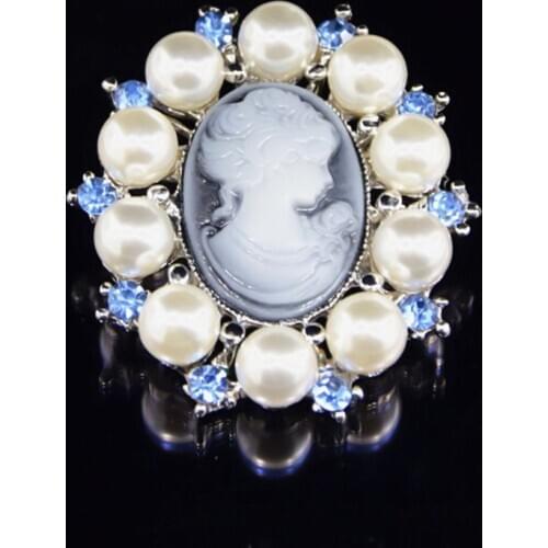 Fashion Pearl Lady Vintage Cameo Victorian Style Wedding Party Brooch Pin
