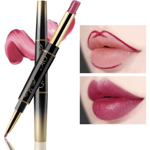 14 Colors Lipstick Set Lip Liner Lip Gloss Moisturizing Long-lasting Waterproof Matte Convenient Nonstick Cup Makeup Tool 1Pcs