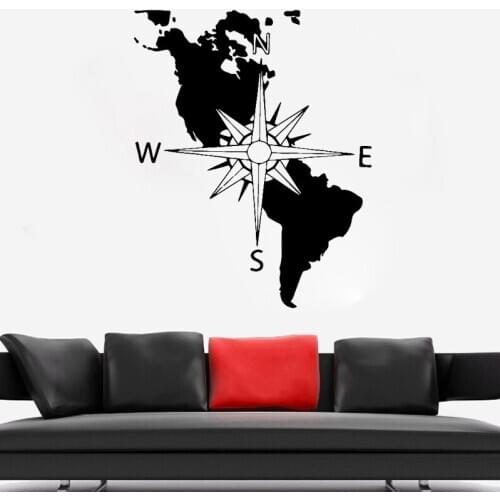 Wall Sticker The Map Of America Decal Waterproof Home Decor Kids Boys Room Decoration Removable Wall Art Mural N W S E Compass