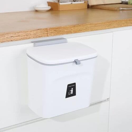 7L Wall Mounted Trash Can Bin With Lid 1.8 Gallon Kitchen Cabinet Door Hanging Waste Bin Compost Small Under Sink Garbage Can